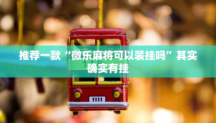 推荐一款“微乐麻将有挂是真的 神器”其实确实有挂