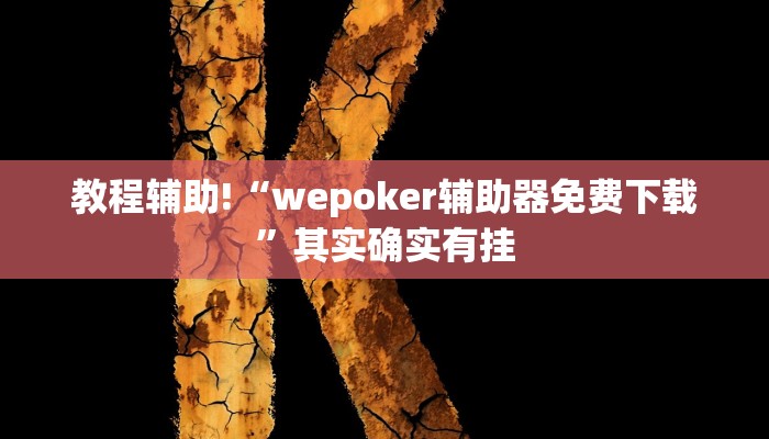 教程辅助!“wepoker辅助器免费下载”其实确实有挂